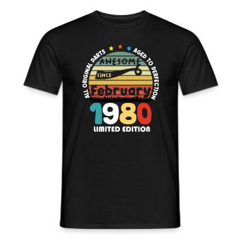 44 Years Old Made In 1980 Vintage February 1980 - T-shirt homme - noir - Devant - AI Model Male 178 light (178cm)
