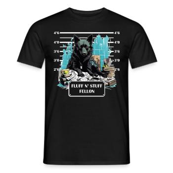 Fluff and Stuff Felon Schipperke Dog Mug Shot - Männer T-Shirt - Schwarz - Vorne - AI Model Male 178 light (178cm)