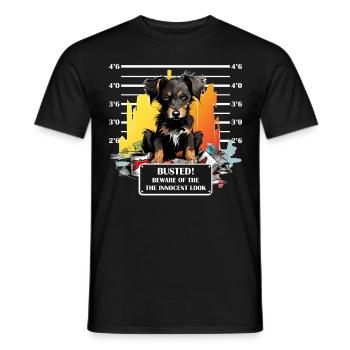 Funny Cute Puppy Terrier Dog Mug Shot Graffiti - Männer T-Shirt - Schwarz - Vorne - AI Model Male 178 light (178cm)