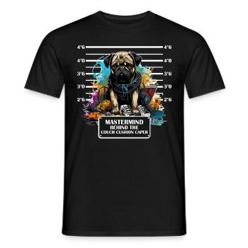Funny Pug Mug Shot Prisoner Dog Graffiti - Männer T-Shirt - Schwarz - Vorne - AI Model Male 178 light (178cm)