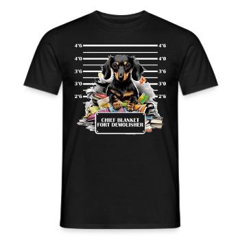 Funny Mug Shot Cute Dachshund Arrest Photo - Männer T-Shirt - Schwarz - Vorne - AI Model Male 178 light (178cm)