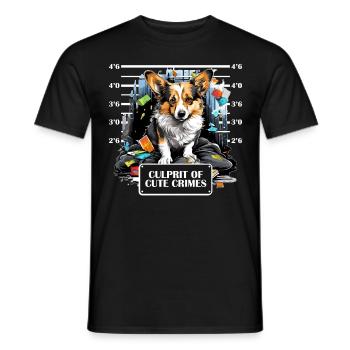 Cute Corgi Mug Shot Funny Prisoner Arrest Photo Do - Männer T-Shirt - Schwarz - Vorne - AI Model Male 178 light (178cm)