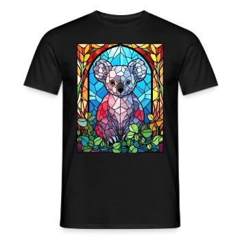 Cute Stained Glass Koala Vintage Geometric Animal - Männer T-Shirt - Schwarz - Vorne - AI Model Male 178 light (178cm)