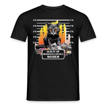 Domestic Cat Mug Shot Funny Prisoner Arrest Photo - Männer T-Shirt - Schwarz - Vorne - AI Model Male 178 light (178cm)
