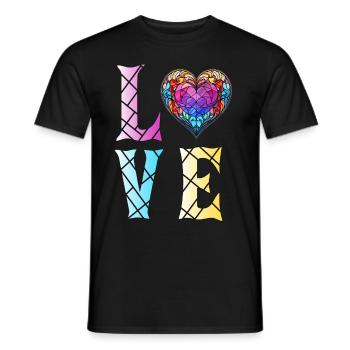 Geometric Heart Mosaic Stained Glass Artist - Männer T-Shirt - Schwarz - Vorne - AI Model Male 178 light (178cm)
