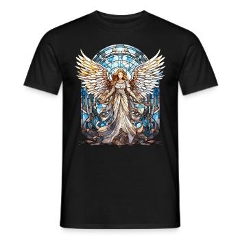 Stained Glass Angel Vintage Mosaic Spiritual - Männer T-Shirt - Schwarz - Vorne - AI Model Male 178 light (178cm)