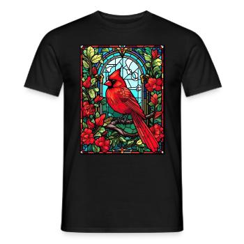 Geometric Mosaic Red Cardinal Birding Stained Glas - Männer T-Shirt - Schwarz - Vorne - AI Model Male 178 light (178cm)