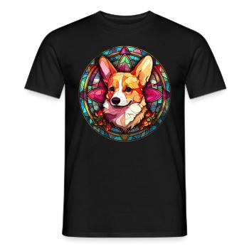 Cute Stained Glass Corgi Geometric Mosaic Dog - Männer T-Shirt - Schwarz - Vorne - AI Model Male 178 light (178cm)