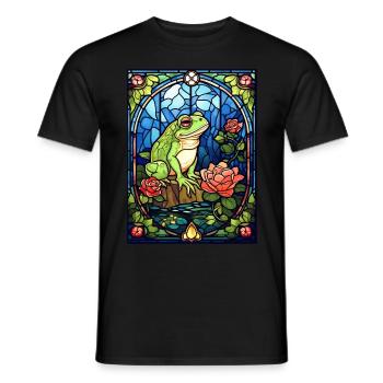 Stained Glass Frog Vintage Mosaic Cottagecore - Männer T-Shirt - Schwarz - Vorne - AI Model Male 178 light (178cm)