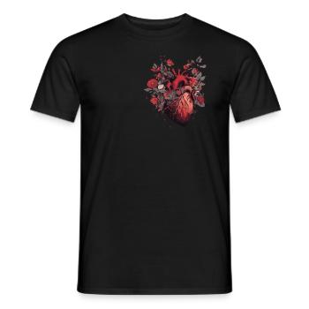 Realistic Floral Heart Vintage Botanical Gothic Oc - Männer T-Shirt - Schwarz - Vorne - AI Model Male 178 light (178cm)
