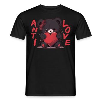 Anti Love Dark Teddy Bear With Heart Emo Valentine - Männer T-Shirt - Schwarz - Vorne - AI Model Male 178 light (178cm)