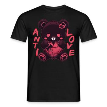 Anti Love Black Teddy Bear With Heart Cute Goth - Männer T-Shirt - Schwarz - Vorne - AI Model Male 178 light (178cm)