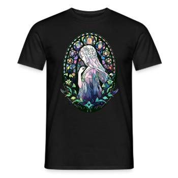 Stained Glass Anime Girl Japanese Fantasy Manga - Männer T-Shirt - Schwarz - Vorne - AI Model Male 178 light (178cm)