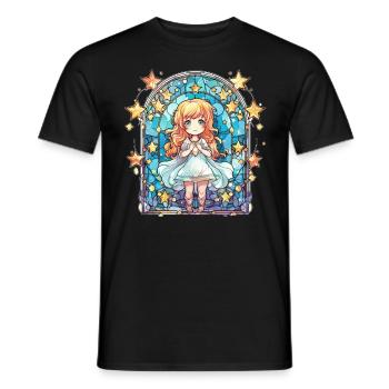 Cute Chibi Anime Sleepwear Stained Glass Mosaic - Männer T-Shirt - Schwarz - Vorne - AI Model Male 178 light (178cm)