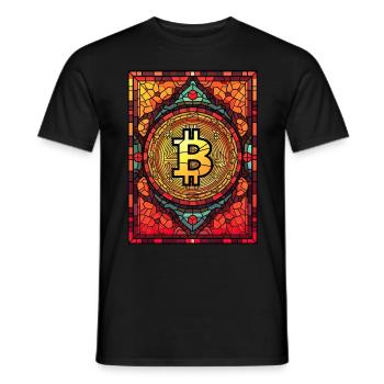Stained Glass Bitcoin Stained Glass Cryptocurrency - Männer T-Shirt - Schwarz - Vorne - AI Model Male 178 light (178cm)