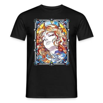 Japanese Anime Femboy God Aesthetic Stained Glass - Männer T-Shirt - Schwarz - Vorne - AI Model Male 178 light (178cm)
