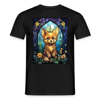 Whimsical Fox Stained Glass Furry Fandom Cosplay - Männer T-Shirt - Schwarz - Vorne - AI Model Male 178 light (178cm)
