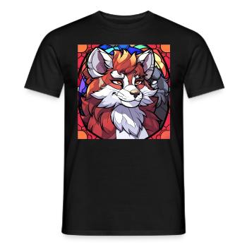 Geometric Furry Fox Fursona Polygonal Low Poly Sta - Männer T-Shirt - Schwarz - Vorne - AI Model Male 178 light (178cm)