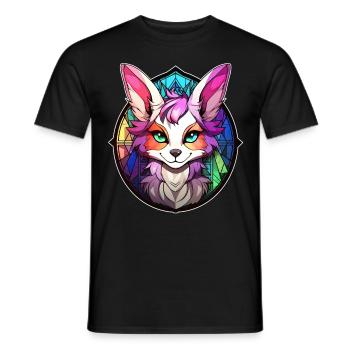 Colorful Anime Fox Furry Fandom Fursona Fursuit Pr - Männer T-Shirt - Schwarz - Vorne - AI Model Male 178 light (178cm)