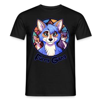 Furry Gang Anime Furry Convention Fandom Fursuit C - Männer T-Shirt - Schwarz - Vorne - AI Model Male 178 light (178cm)