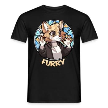 Funny Furry Meme Cat Fursona Geometric Low Poly - Männer T-Shirt - Schwarz - Vorne - AI Model Male 178 light (178cm)