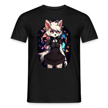 Gothic Furry Fox Fursona Waifu Cute Anime Girl Ota - Männer T-Shirt - Schwarz - Vorne - AI Model Male 178 light (178cm)