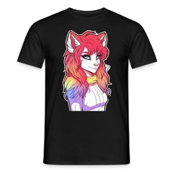 Fox Girl Furry Colorful Animal Fandom - Männer T-Shirt - Schwarz - Vorne - AI Model Male 178 light (178cm)