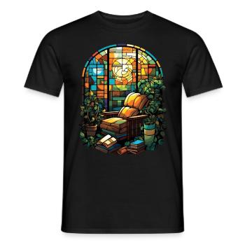 Bookish Cottagecore Stained Glass Bibliophile Book - Männer T-Shirt - Schwarz - Vorne - AI Model Male 178 light (178cm)