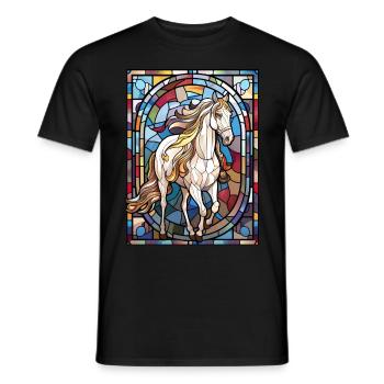 Horseback Riding Stained Glass Equestrian Horse Lo - Männer T-Shirt - Schwarz - Vorne - AI Model Male 178 light (178cm)