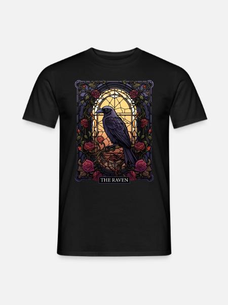 Gothic Tarot Card Raven Witchcraft Stained Glass - Männer T-Shirt - Schwarz
