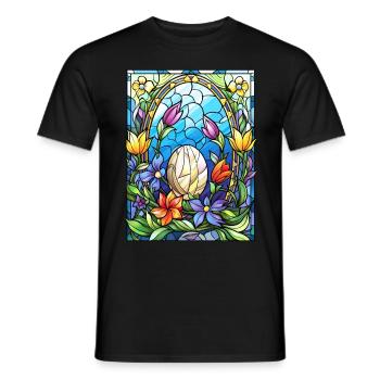 Spring Wildflower Easter Egg Stained Glass Gardeni - Männer T-Shirt - Schwarz - Vorne - AI Model Male 178 light (178cm)