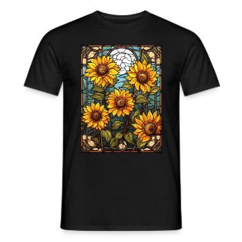 Sunflower Aesthetic Summer Gardening Stained Glass - Männer T-Shirt - Schwarz - Vorne - AI Model Male 178 light (178cm)