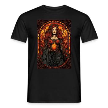 Celtic Deity Brigid Goddess Wicca Stained Glass Pa - Männer T-Shirt - Schwarz - Vorne - AI Model Male 178 light (178cm)