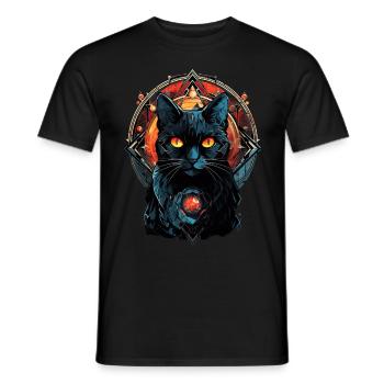 Geometric Creepy Wiccan Cat Stained Glass Witchcra - Männer T-Shirt - Schwarz - Vorne - AI Model Male 178 light (178cm)