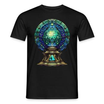 Geometric Crystal Ball Stained Glass Occult Wicca - Männer T-Shirt - Schwarz - Vorne - AI Model Male 178 light (178cm)