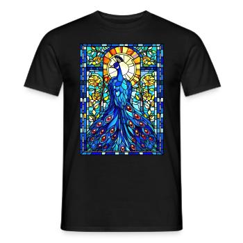 Stained Glass Peacock Geometric Animal Wildlife - Männer T-Shirt - Schwarz - Vorne - AI Model Male 178 light (178cm)