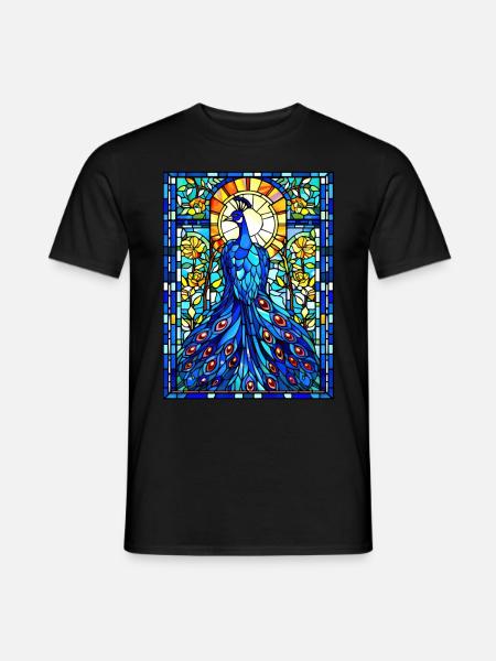 Stained Glass Peacock Geometric Animal Wildlife - Männer T-Shirt - Schwarz