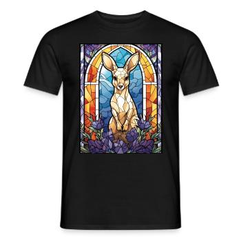 Cute Geometric Wallaroo Wildlife Stained Glass Mam - Männer T-Shirt - Schwarz - Vorne - AI Model Male 178 light (178cm)