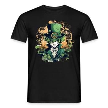 Anime Leprechaun Irish Folklore St Patrick's Day - Männer T-Shirt - Schwarz - Vorne - AI Model Male 178 light (178cm)