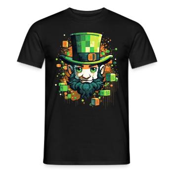 Cute Pixel Art Saint Patrick's Day Leprechaun Game - Männer T-Shirt - Schwarz - Vorne - AI Model Male 178 light (178cm)