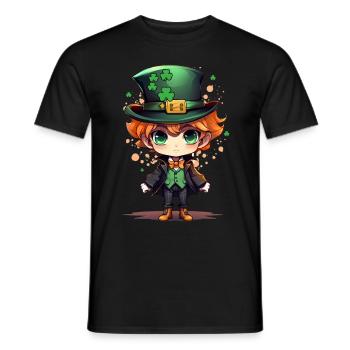 Anime Leprechaun Kawaii Chibi Irish Mythical Creat - Männer T-Shirt - Schwarz - Vorne - AI Model Male 178 light (178cm)