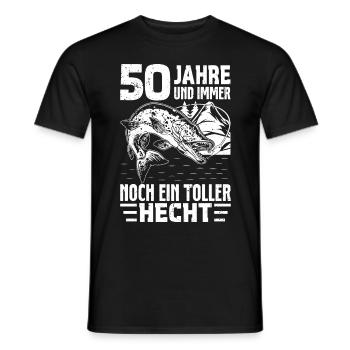 50. Geburtstag Angler Geschenkidee - Männer T-Shirt - Schwarz - Vorne - AI Model Male 178 light (178cm)