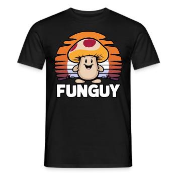 Funny Cartoon Mushroom Character Smiling Guy - Men's T-Shirt - black - Front - AI Model Male 178 light (178cm)