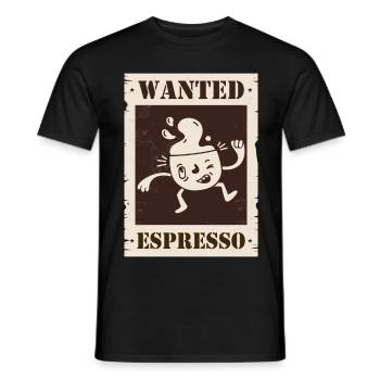 Wanted Espresso - Men's T-Shirt - black - Front - AI Model Male 178 light (178cm)