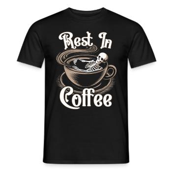 Rest In Coffee Dark Humor Caffeine Lover Skeleton - Männer T-Shirt - Schwarz - Vorne - AI Model Male 178 light (178cm)