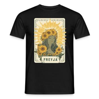 Freyja Norse Viking Goddess Sunflower Tarot Card - Männer T-Shirt - Schwarz - Vorne - AI Model Male 178 light (178cm)