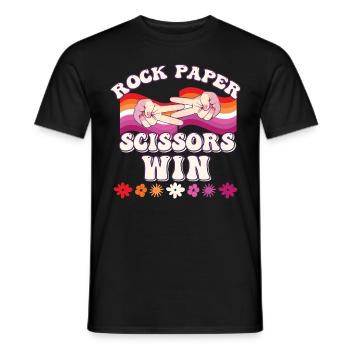 Rock Paper Scissors Win Funny LGBTQ Lesbian - T-shirt homme - noir - Devant - AI Model Male 178 light (178cm)
