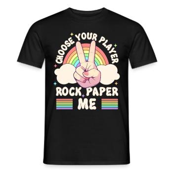 Rock Paper LGBTQ Humour Groovy Gay Pride - T-shirt homme - noir - Devant - AI Model Male 178 light (178cm)