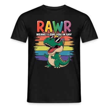 Rawr Means I Love You In Gay LGBTQ Dinosaur Ally - Männer T-Shirt - Schwarz - Vorne - AI Model Male 178 light (178cm)