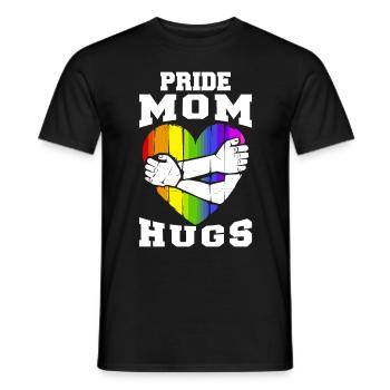 Pride Mom Hugs LGBTQ Rainbow Heart Ally Free Hug - Männer T-Shirt - Schwarz - Vorne - AI Model Male 178 light (178cm)